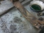 ugly dirt filled bent cross member