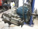transmission hanging off lift